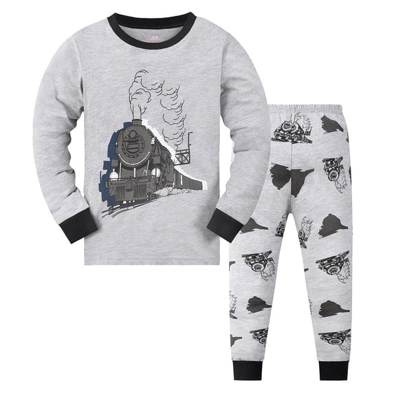 Elegyee Boys Girls Long Sleeve Pajama Set Kids Sleepwear Outfits Pjs, Grey, Size 3-4