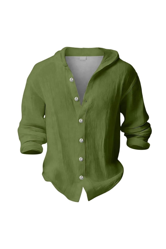 Boys Hooded Shirt Solid Long Sleeve Button Down Shirt Summer Breathable Top, Sizes 4-17Y