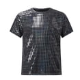 thumbnail image 1 of Elegyee Boys Metallic Grid Sequins T Shirt Sparkly Short Sleeve Tee for Performance, Sizes 2-19, 1 of 4
