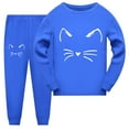 thumbnail image 1 of Elegyee Boys Pajamas Cute Cat Print Long Sleeve Tshirt Pants Sleepwear, Size 6-7, 1 of 4