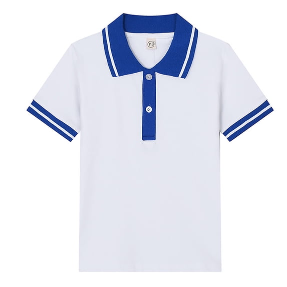 Elegyee Boys Polo Shirt School Uniform Short Sleeve Lapel Interlock T-Shirt, Sizes 3-14Y