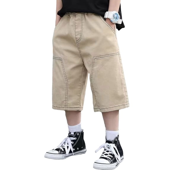 Elegyee Boys Summer Cargo Shorts Casual Knee-Length Pockets Outdoor Shorts, Sizes 4-14Y