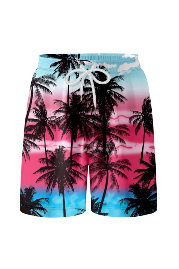Boys Summer Hawaii Swim Trunks Quick Dry Soft Drawstring Beach Shorts, Sizes 6-18Y