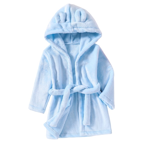 Elegyee Children's Hooded Sleepwear Robe Winter Pajama Bathrobe, Blue, Size 2-3