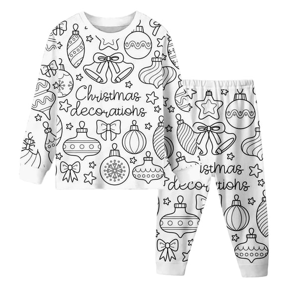 Elegyee Christmas Kids Coloring Pajamas DIY Doodle Long Sleeve Top Pants Sleepwear PJs(2-10 Years)