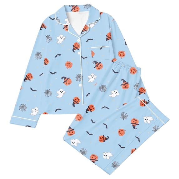 Elegyee Cute Halloween Pajamas for Girls Long Sleeve Top Pants Sleepwear, Size 11-12