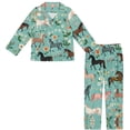 thumbnail image 1 of Elegyee Girl Pajamas Horse Print Long Sleeve Button Down Shirt Pants Sleep Set(3-14 Years), 1 of 4