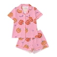 thumbnail image 1 of Elegyee Girl's Halloween Pajama Set Pumpkin Print Short Sleeves Top Shorts Kids Loungewear, Pink, Size 7-8, 1 of 8