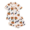 thumbnail image 1 of Elegyee Girl's Halloween Pajamas Pumpkin Short Sleeve Button Down Shirt Shorts Sleepwear, White, Size 11-12, 1 of 8