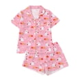 thumbnail image 1 of Elegyee Girls 2 Piece Halloween Pajamas Cute Short Sleeve Button Down Shirt Shorts Loungewear Set, Pink, Size 7-8, 1 of 8