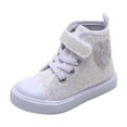 thumbnail image 1 of Elegyee Girls Canvas Shoes Solid Sequins High Top Adjustable Straps Casual Lightweight Sneakers, 1 of 4