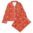 thumbnail image 1 of Elegyee Girls Cute Halloween Pajama Set Long Sleeve Button Down Shirt Pants, 2-Piece, Orange, Size 9-10, 1 of 3