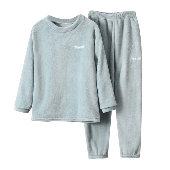 Elegyee Girls Flannel Pajamas Cozy Long Sleeve Top Pants Sleepwear Set, Blue, Size 13-14