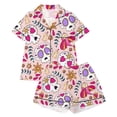 thumbnail image 1 of Elegyee Girls Funny Halloween Pajama Set Short Sleeve Kids Nightwear, Pink, Size 11-12, 1 of 4