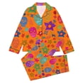 thumbnail image 1 of Elegyee Girls' Halloween Pajama Sets Long Sleeve Notch Collar Shirt Pants Pjs, Orange, Size 11-12, 1 of 4