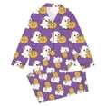 thumbnail image 1 of Elegyee Girls' Halloween Pajamas Cute Long Sleeve Top Pants Sleepwear, Purple, Size 13-14, 1 of 4