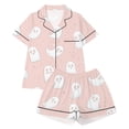 thumbnail image 1 of Elegyee Girls Halloween Pajamas Ghost Button Down Short Sleeve Top Shorts PJs(1-14 Years), 1 of 4
