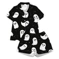 thumbnail image 1 of Elegyee Girls Halloween Pajamas Ghost Button Down Short Sleeve Top Shorts PJs(1-14 Years), 1 of 4