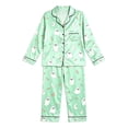 thumbnail image 1 of Elegyee Girls Halloween Pajamas Long Sleeve Button Up Shirt Pants Pjs, Green, Size 5-6, 1 of 2