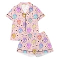thumbnail image 1 of Elegyee Girls' Halloween Pajamas Skeleton Print Short Sleeve Button Down Shirt Shorts Sleepwear, Pink, Size 9-10, 1 of 4