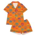 thumbnail image 1 of Elegyee Girls Halloween Pajamas Skeleton Print Short Sleeve Top Shorts Sleepwear, Orange, Size 9-10, 1 of 4