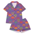thumbnail image 1 of Elegyee Girls Halloween Pajamas Skeleton Print Short Sleeve Top Shorts Sleepwear, Purple, Size 2-3, 1 of 4
