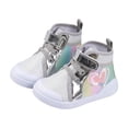 thumbnail image 1 of Elegyee Girls High-Top Canvas Shoes Glitter Heart Casual Non Breathable Sneakers, 1 of 3