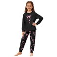 thumbnail image 1 of Elegyee Girls Pajama Sets Bow Print Long Sleeve Top Pants PJ Set Sleepwear(3-14 Years), 1 of 6