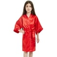 thumbnail image 1 of Elegyee Girls Silk Satin Kimono Robe Pajama Bathrobe Kids Sleepwear, Red, Size 9-10, 1 of 3