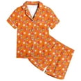 thumbnail image 1 of Elegyee Girls Strawberry Pattern Pajamas Short Sleeve Sleepwear Set, Orange, Size 12-13, 1 of 3