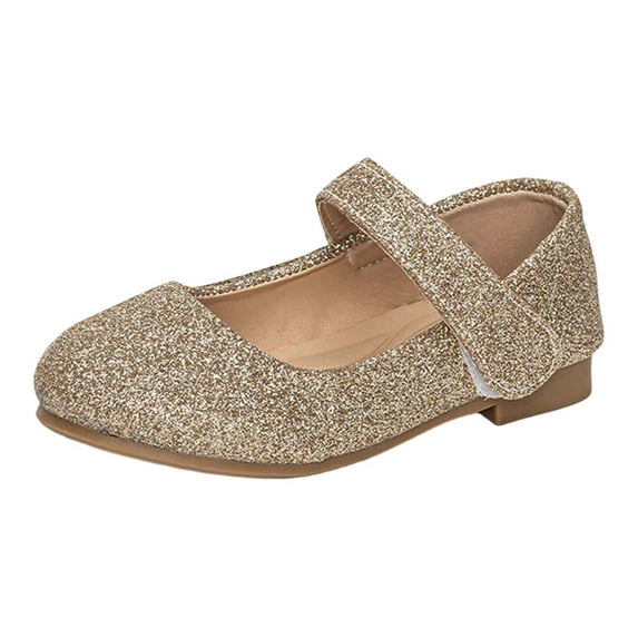 Elegyee Girls Stylish Mary Jane Solid Color Glitter Sequins Soft Sole Comfortable Sneakers