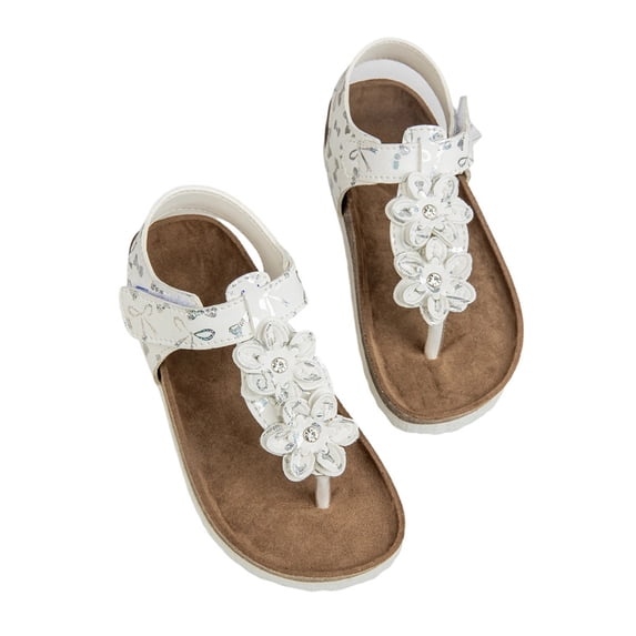 Elegyee Girls Summer Bohemian Floral Flip Flops Casual Breathable Soft Sole Open Toe Sandals