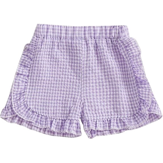 Elegyee Girls Summer Shorts Casual Loose Checkered Ruffle Elastic Waist Shorts, Sizes 9M-4Y