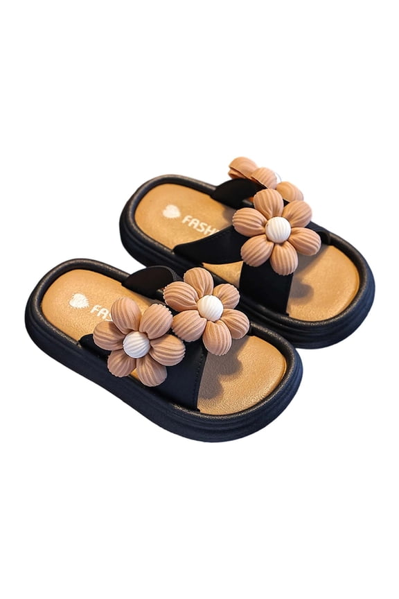 Girls Summer sweet Open Toe Slide Slippers Casual Soft Sole Flower Beach Sandals