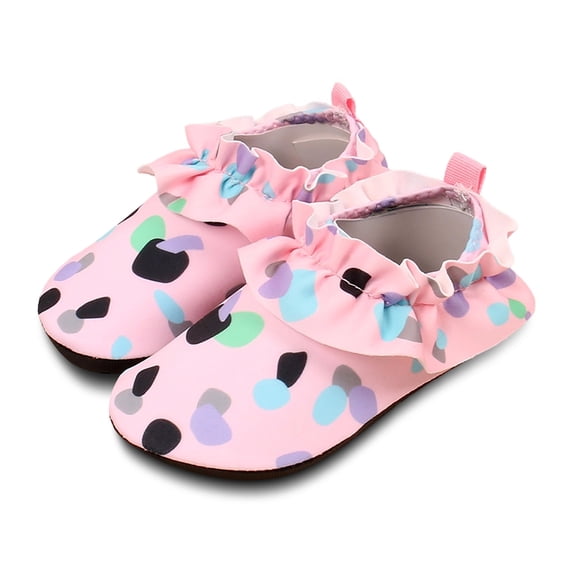 Elegyee Girls Water Shoes Cartoon Print Ruffle Soft Sole Beach Swimming Barefoot Sneakers