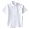 thumbnail image 1 of Elegyee Girls formal Dress Shirt Casual Party Buttons Up Solid Short Sleeve Tee, Sizes 3-16, 1 of 4