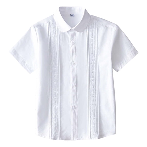Elegyee Girls formal Dress Shirt Casual Party Buttons Up Solid Short Sleeve Tee, Sizes 3-16
