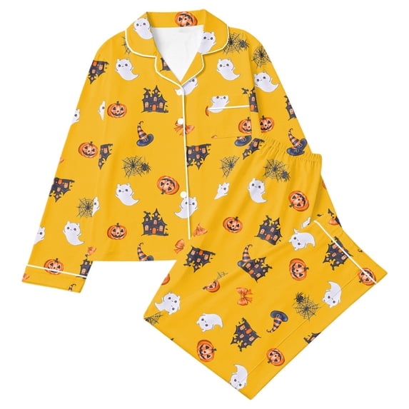 Elegyee Halloween Girls Pajama Sets Long Sleeve Button Down Shirt Pants PJs(3-14 Years)