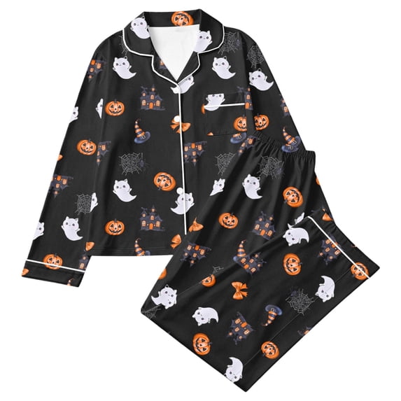 Elegyee Halloween Girls Pajama Sets Long Sleeve Button Down Shirt Pants PJs(3-14 Years)