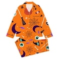 thumbnail image 1 of Elegyee Halloween Pajama Sets for Girls Long Sleeve Top Pants Nightwear, Orange, Size 9-10, 1 of 4