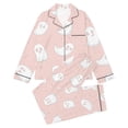 thumbnail image 1 of Elegyee Halloween Pajamas for Girl Long Sleeve Button Up Shirt Pants Loungewear, Pink, Size 7-8, 1 of 4