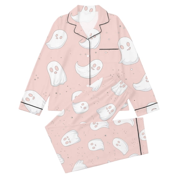 Elegyee Halloween Pajamas for Toddler Girl Long Sleeve Button Up Shirt Pants Loungewear, Pink, Size 3-4