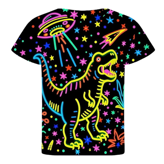 Elegyee Boys Tough T-Shirt Colorful Dinosaur Print Short Sleeve Tee for Everyday Wear