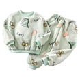 thumbnail image 1 of Elegyee Infant Girls Flannel Pajamas Winter Warm Cute Long Sleeve Sleepwear, Green, Size 18-24M, 1 of 3