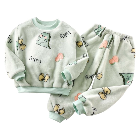 Elegyee Infant Girls Flannel Pajamas Winter Warm Cute Long Sleeve Sleepwear, Green, Size 18-24M