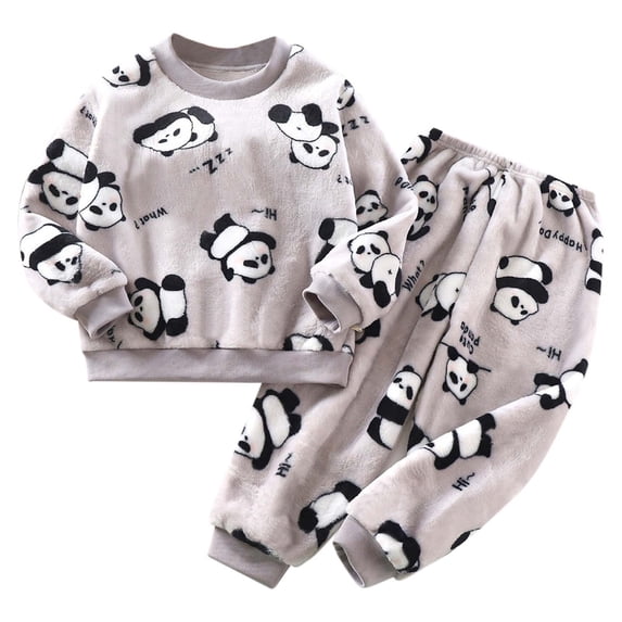 Elegyee Infant Girls Flannel Pajamas Winter Warm Cute Long Sleeve Sleepwear, Grey, Size 18-24M