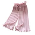 thumbnail image 1 of Elegyee Little Girls Summer Wide Leg Pants Casual Ribbed Ruffle Solid Drawstring Trousers, 1 of 6