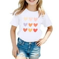 thumbnail image 1 of Elegyee Summer Trendy T-Shirt Hearts Print Short Sleeve Soft Breathable Top, Sizes 3-12Y, 1 of 4