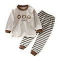 thumbnail image 1 of Elegyee Toddler Boys Cotton Pajama Set Long Sleeve Top Pants Sleepwear Pjs, Khaki, Size 4-5, 1 of 3