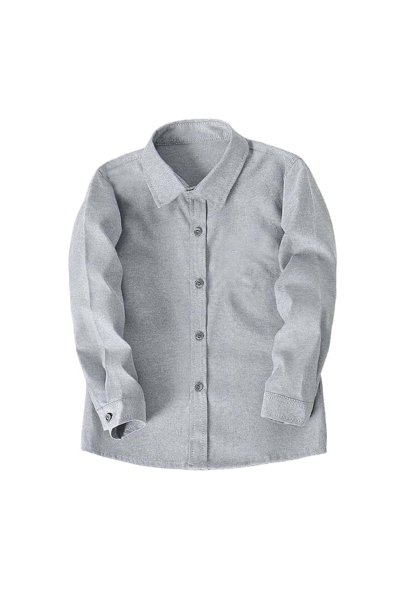 Toddler Boys Performance Dress Shirt Solid Color Long Sleeve Button Down Shirt